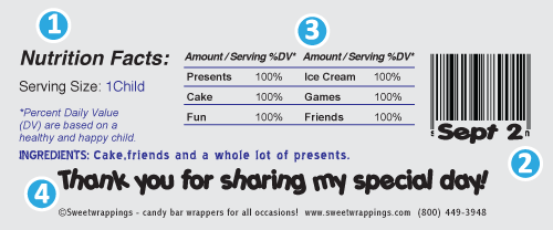 Custom Candy Wrapper Back: Center Serving